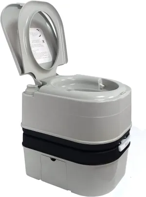 HTTMT- Gray 24L Advanced Portable Toilet Flush Camping Travel Outdoor Picnic Piston Pump Commode [P/N: ET-TOILET002-24L]