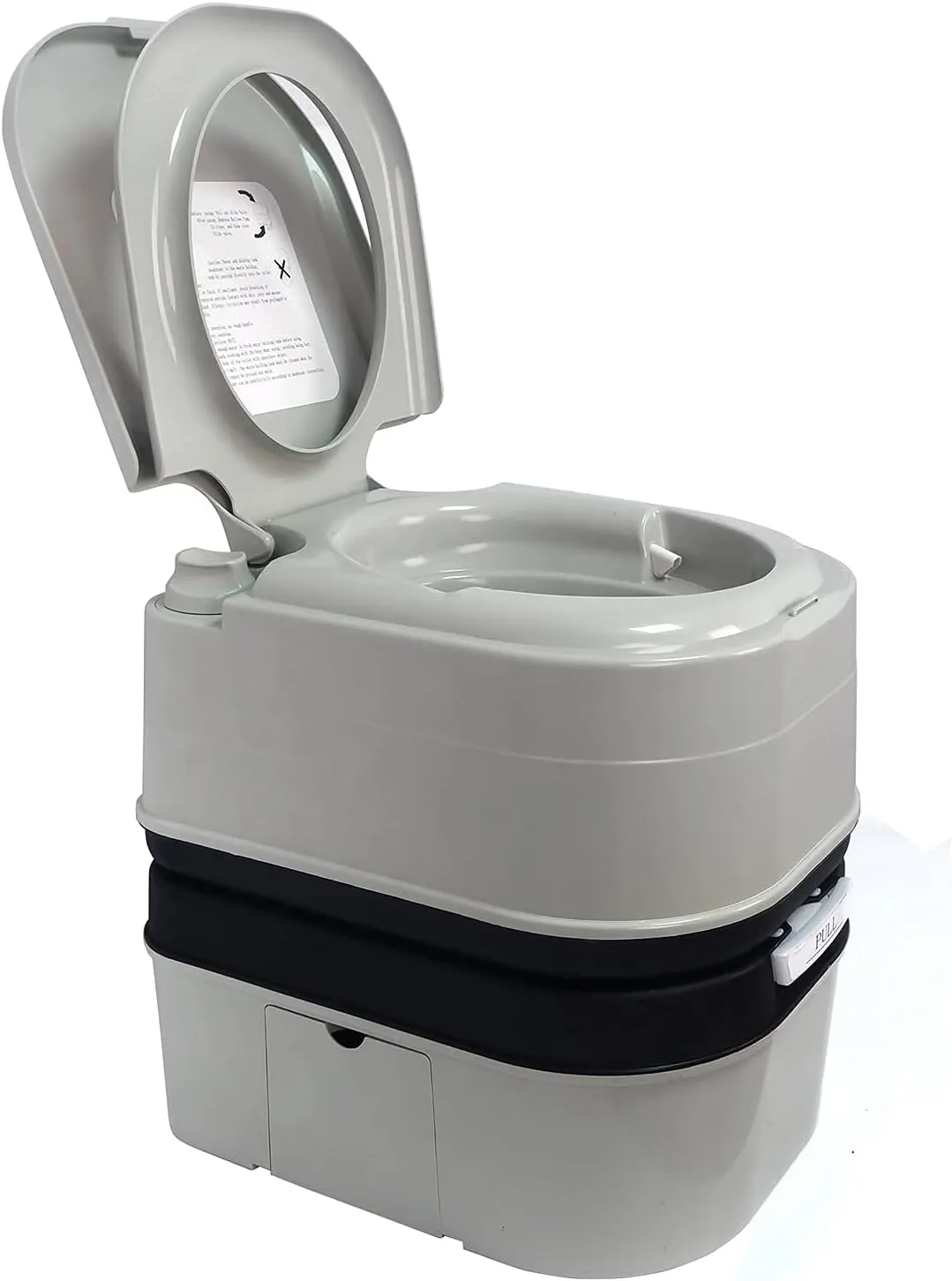 HTTMT- Gray 24L Advanced Portable Toilet Flush Camping Travel Outdoor Picnic Piston Pump Commode [P/N: ET-TOILET002-24L]
