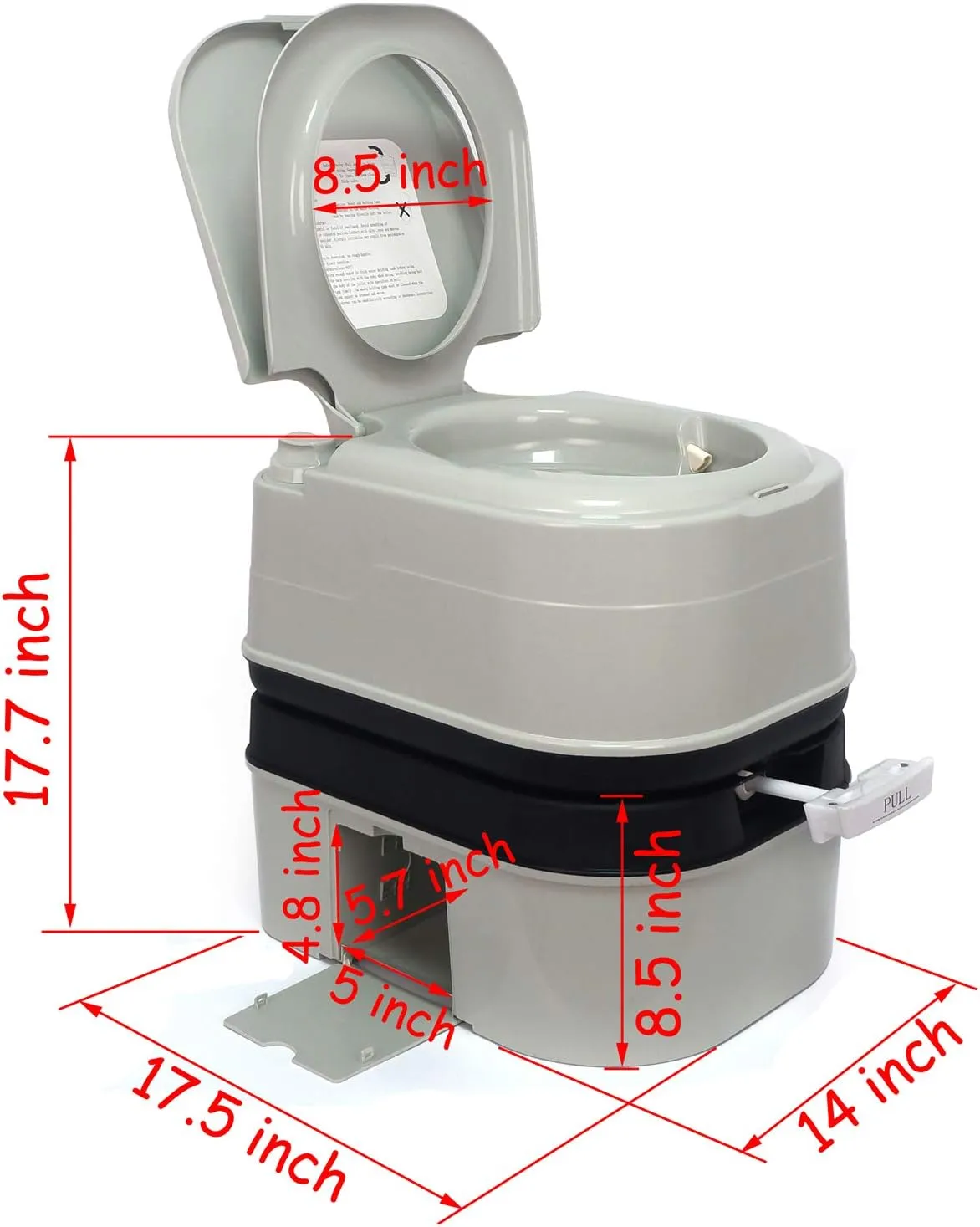 HTTMT- Gray 24L Advanced Portable Toilet Flush Camping Travel Outdoor Picnic Piston Pump Commode [P/N: ET-TOILET002-24L]