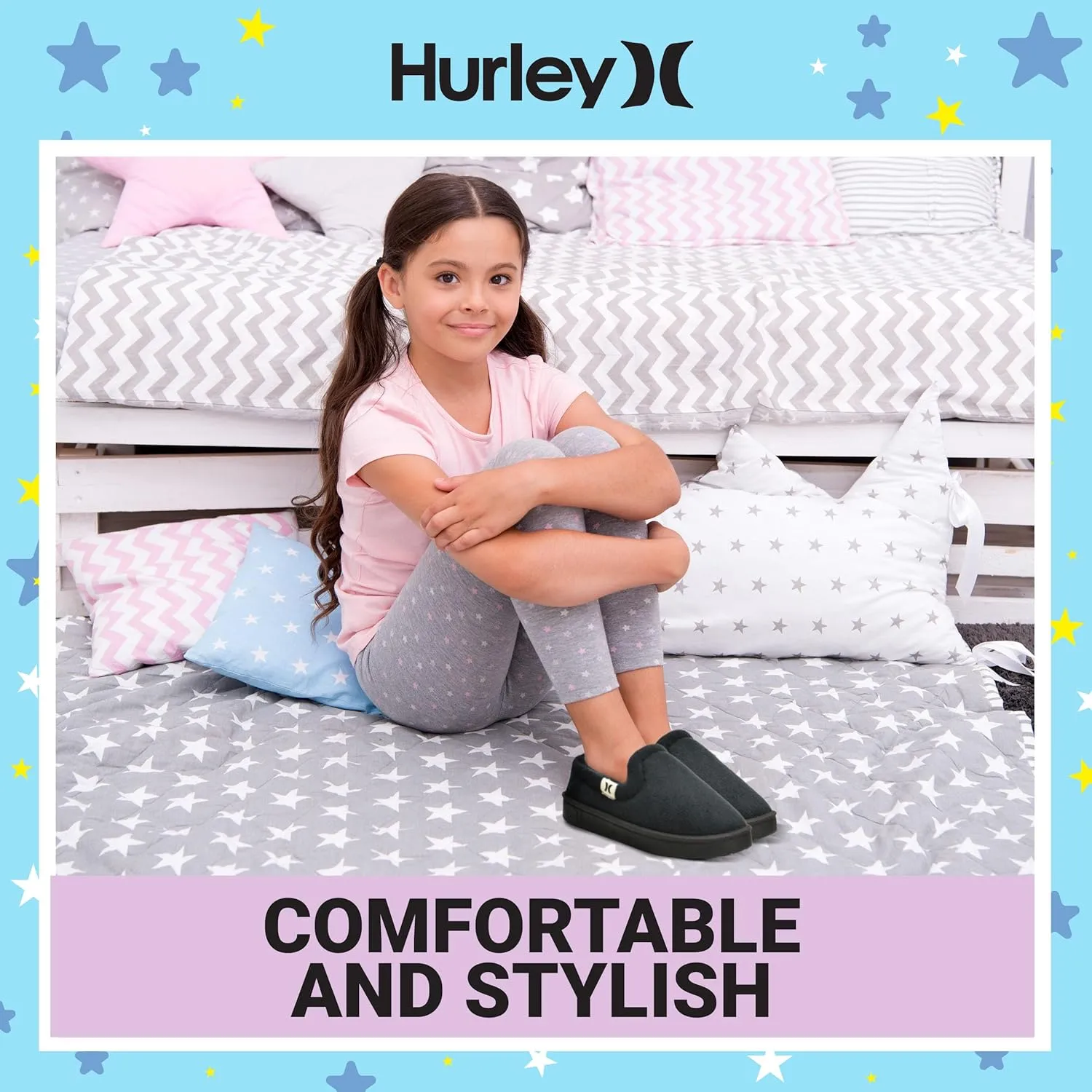 Hurley Kids Slippers Comfortable and Easy Slip-On Style for Little and Big Kids, Versatile Wear for Indoor & Outdoor Adventures, Terrie