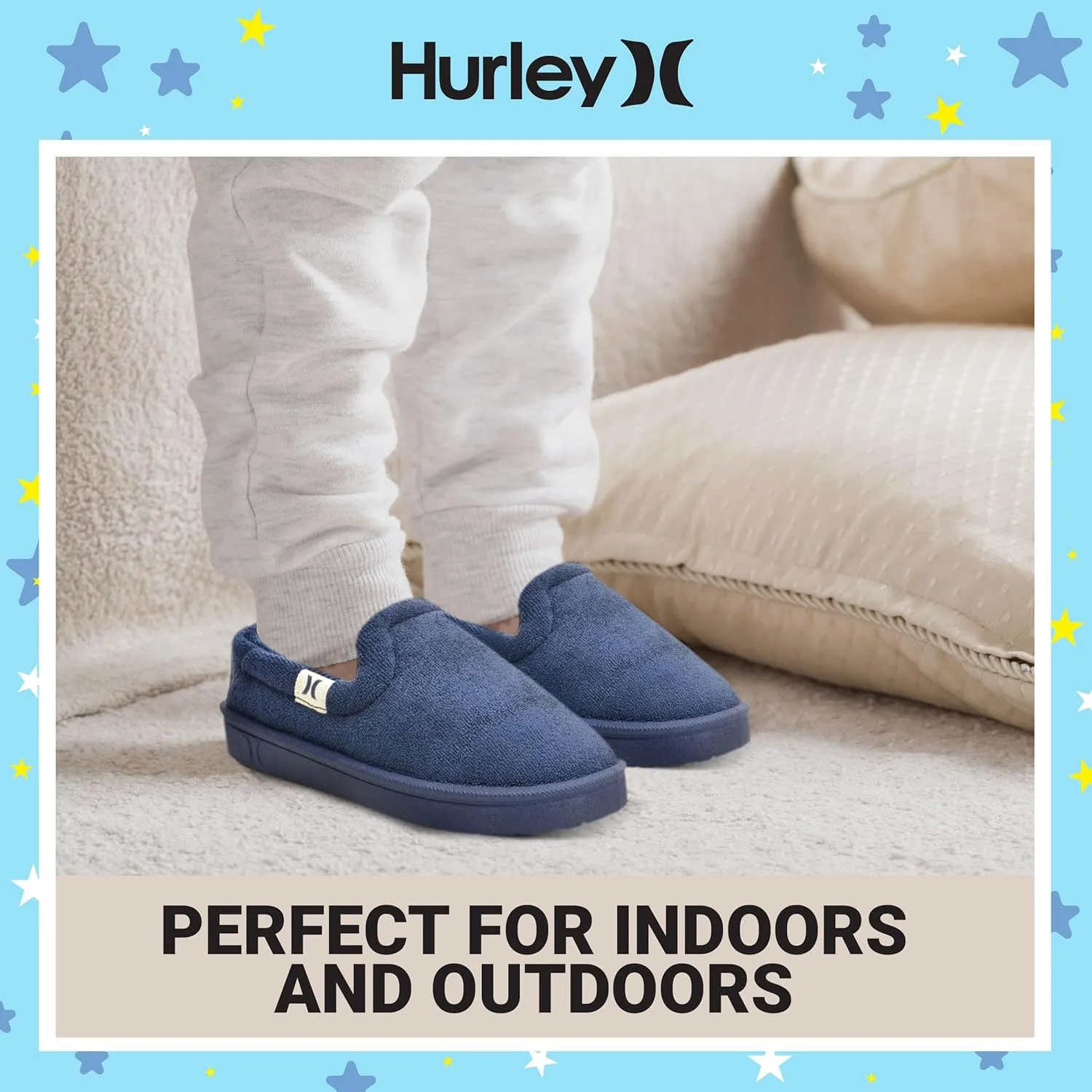 Hurley Kids Slippers Comfortable and Easy Slip-On Style for Little and Big Kids, Versatile Wear for Indoor & Outdoor Adventures, Terrie