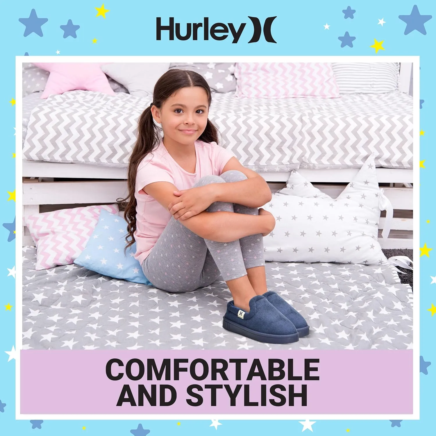 Hurley Kids Slippers Comfortable and Easy Slip-On Style for Little and Big Kids, Versatile Wear for Indoor & Outdoor Adventures, Terrie