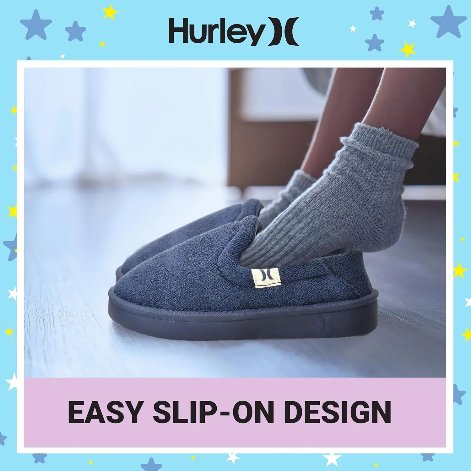 Hurley Kids Slippers Comfortable and Easy Slip-On Style for Little and Big Kids, Versatile Wear for Indoor & Outdoor Adventures, Terrie