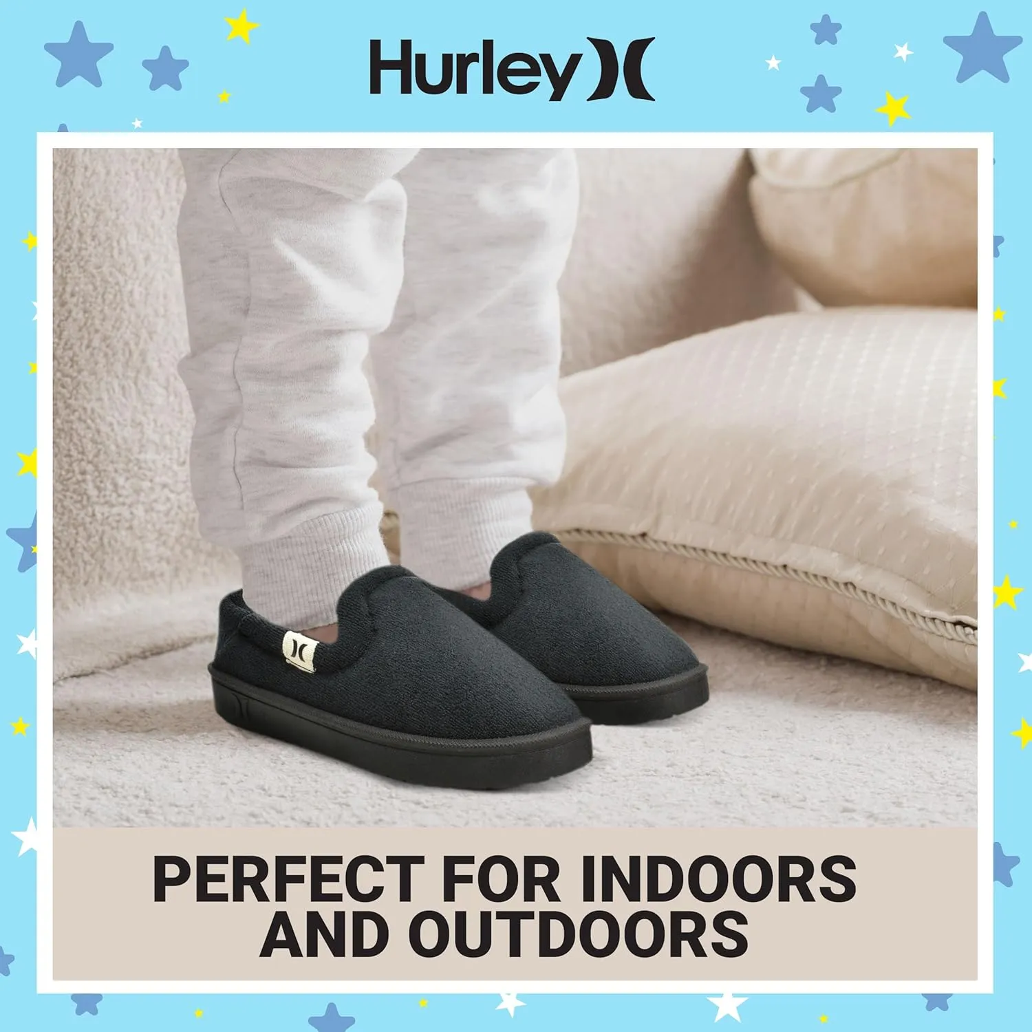 Hurley Kids Slippers Comfortable and Easy Slip-On Style for Little and Big Kids, Versatile Wear for Indoor & Outdoor Adventures, Terrie