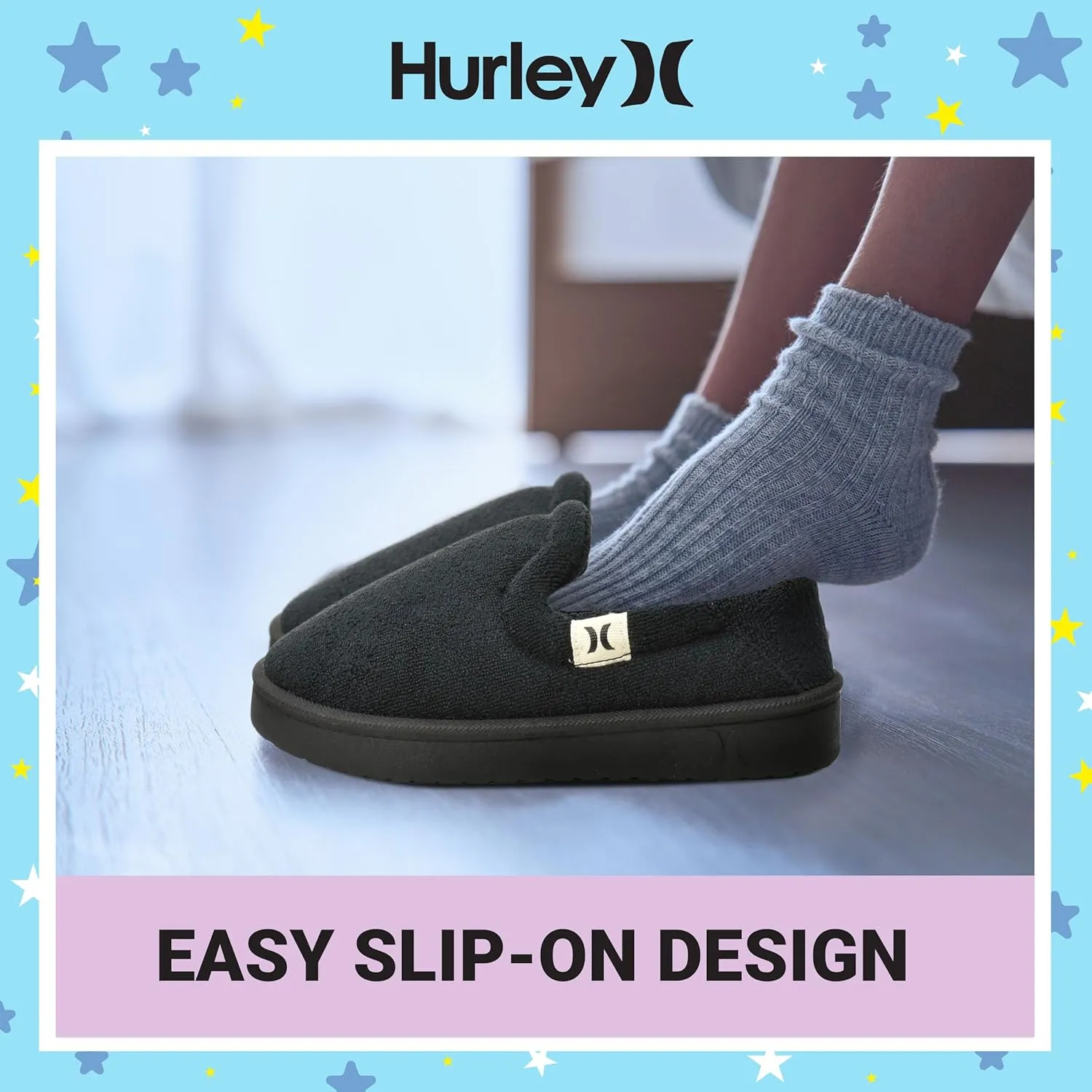 Hurley Kids Slippers Comfortable and Easy Slip-On Style for Little and Big Kids, Versatile Wear for Indoor & Outdoor Adventures, Terrie