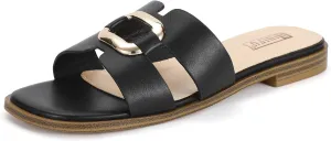 IDIFU Women's Flat Sandals Square Open Toe Slip On Comfortable Dressy Cute Trendy Casual Fancy Slide Sandals for Women Ladies Bridal Summer Beach Work Office Wedding Flat Sandals