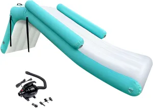 Inflatable Pontoon Waterfall Slide for Boats &Outdoor & Pool Summer Lake Party Accessory Water Slide with Air Pump for Adults Kids