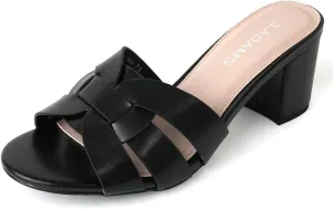 J. Adams Nori Mules for Women - Leather Slip On Heeled Sandals