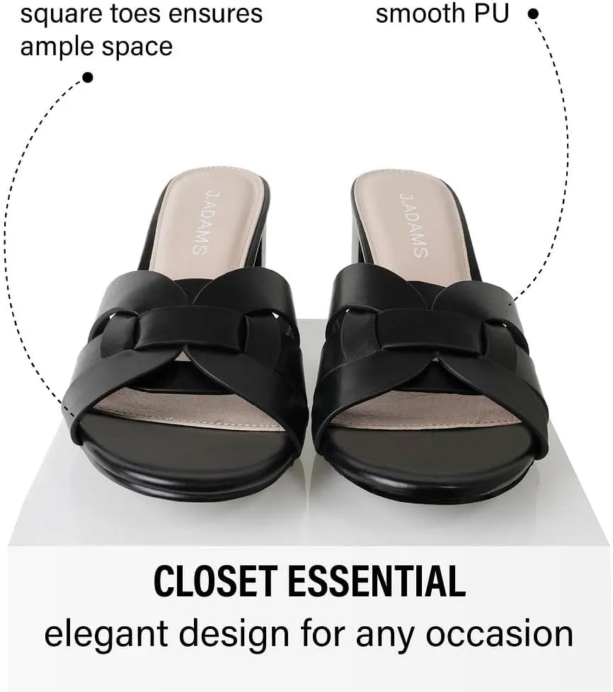 J. Adams Nori Mules for Women - Leather Slip On Heeled Sandals