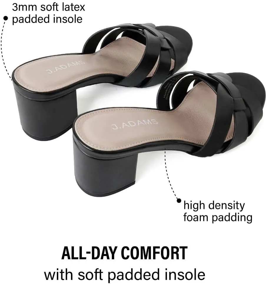 J. Adams Nori Mules for Women - Leather Slip On Heeled Sandals