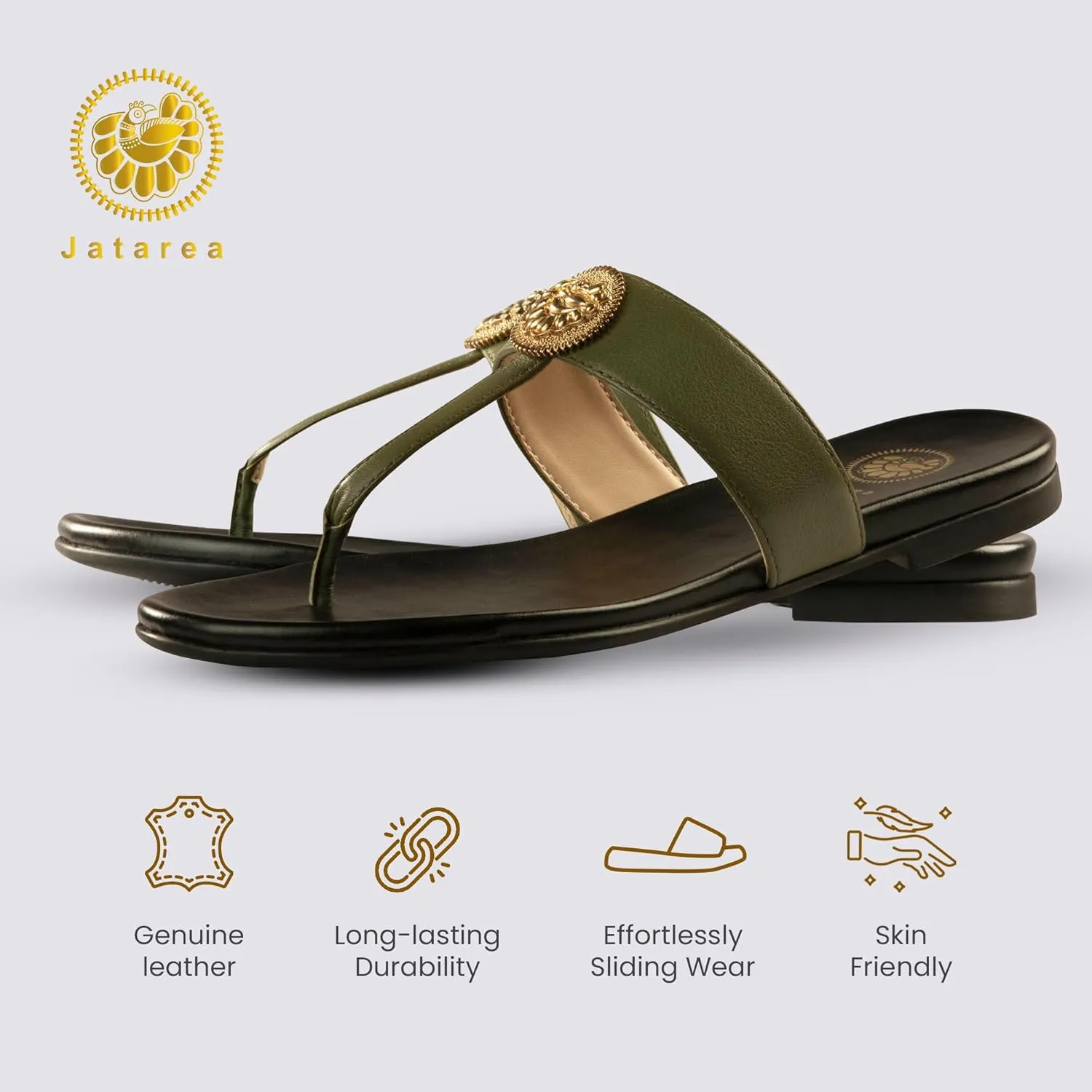JATAREA Slip-On Flat Toe Post T-Strap Sandals for Women | Benu