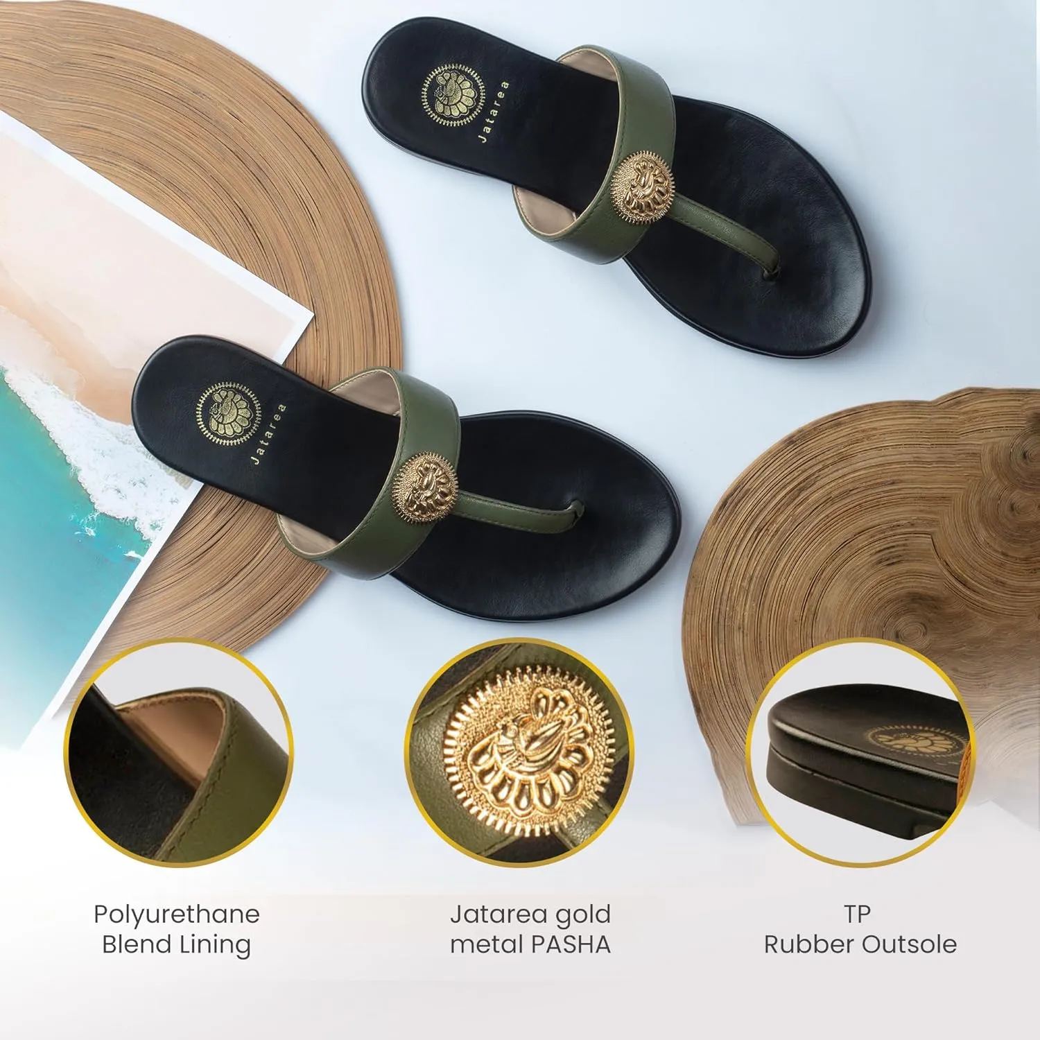 JATAREA Slip-On Flat Toe Post T-Strap Sandals for Women | Benu