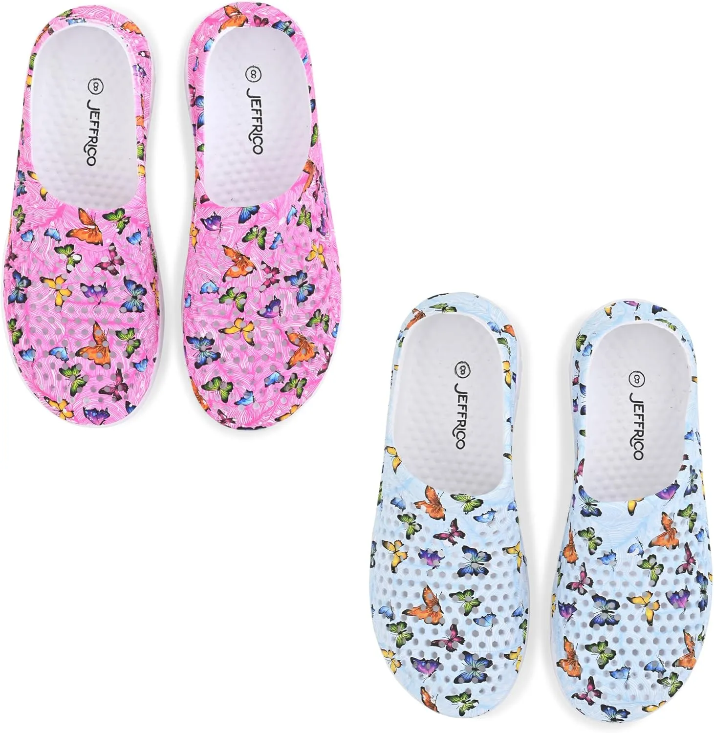 JEFFRICO Breathable Clogs for Women - Lightweight Slip-On Garden, Nursing & Work Shoes with Arch Support - Work Clogs Comfortable EVA Footwear