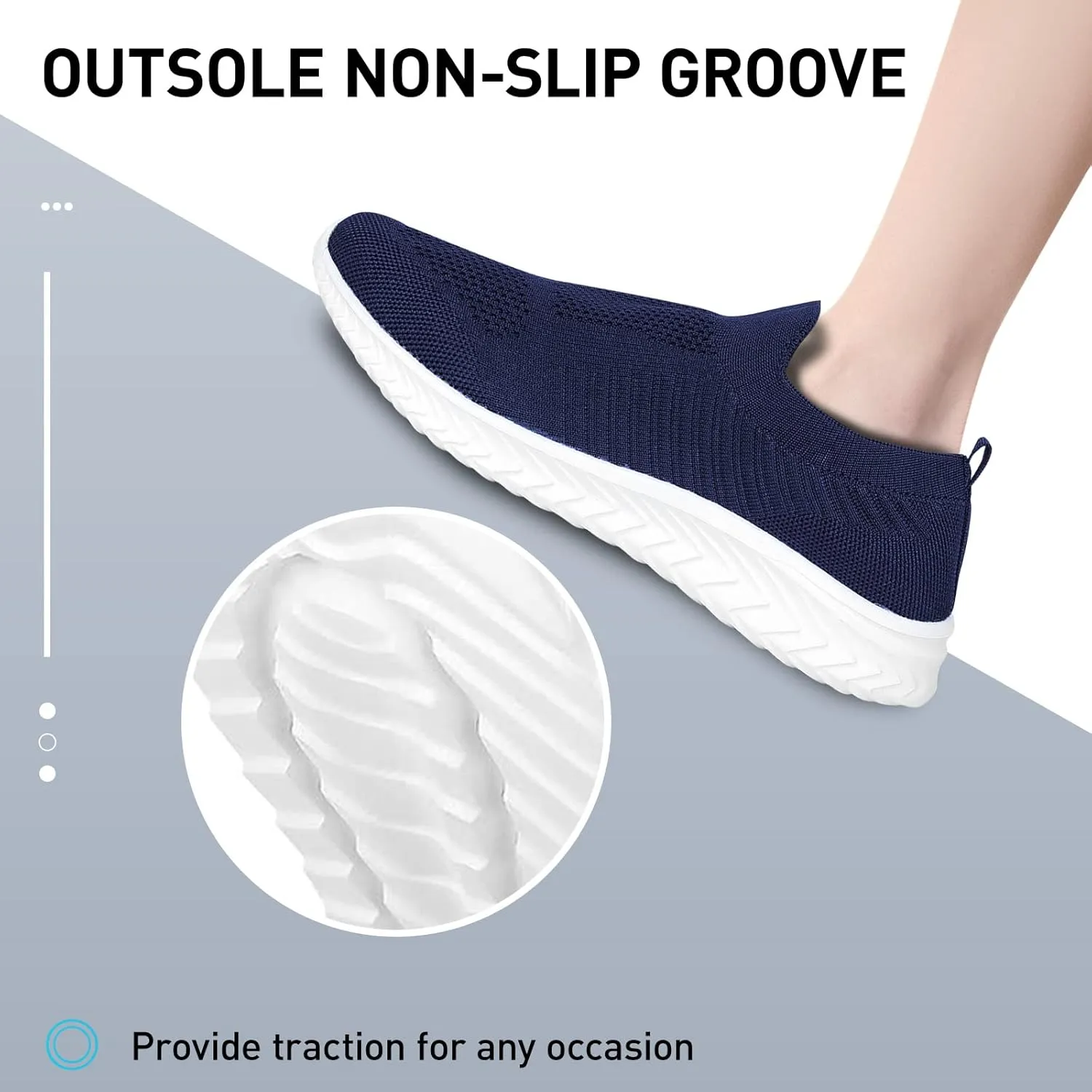 JIAFO Womens Athletic Walking Shoes, Women Slip On Shoes Sneakers, Non Slip Running Shoes for Women, Laceless Casual Breathable Lightweight Mesh Knit