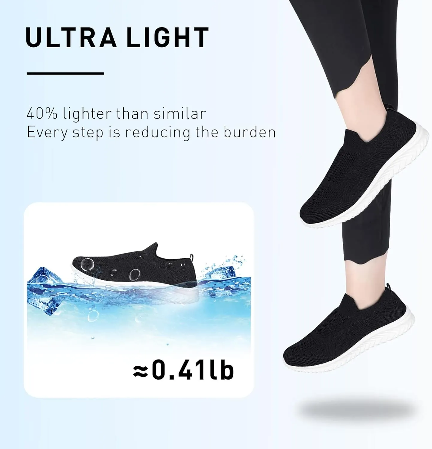 JIAFO Womens Athletic Walking Shoes, Women Slip On Shoes Sneakers, Non Slip Running Shoes for Women, Laceless Casual Breathable Lightweight Mesh Knit