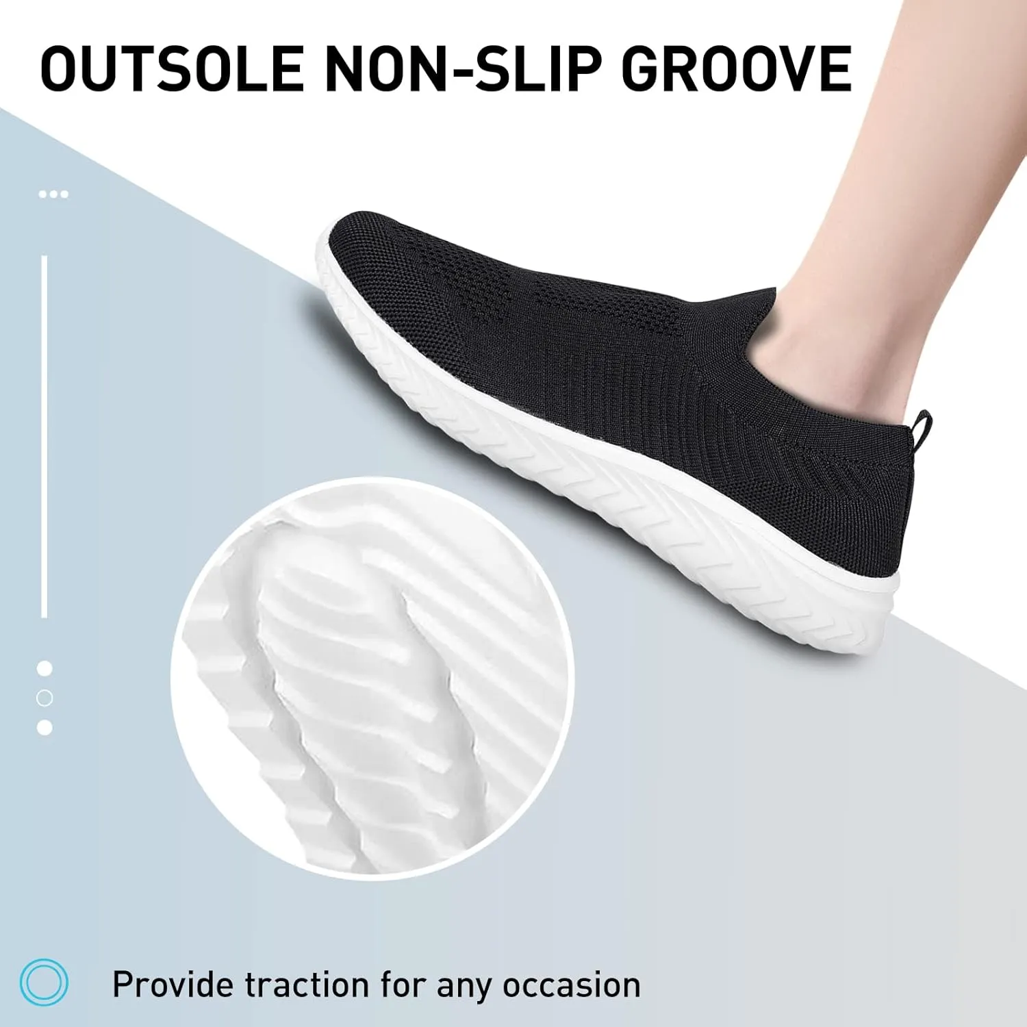 JIAFO Womens Athletic Walking Shoes, Women Slip On Shoes Sneakers, Non Slip Running Shoes for Women, Laceless Casual Breathable Lightweight Mesh Knit