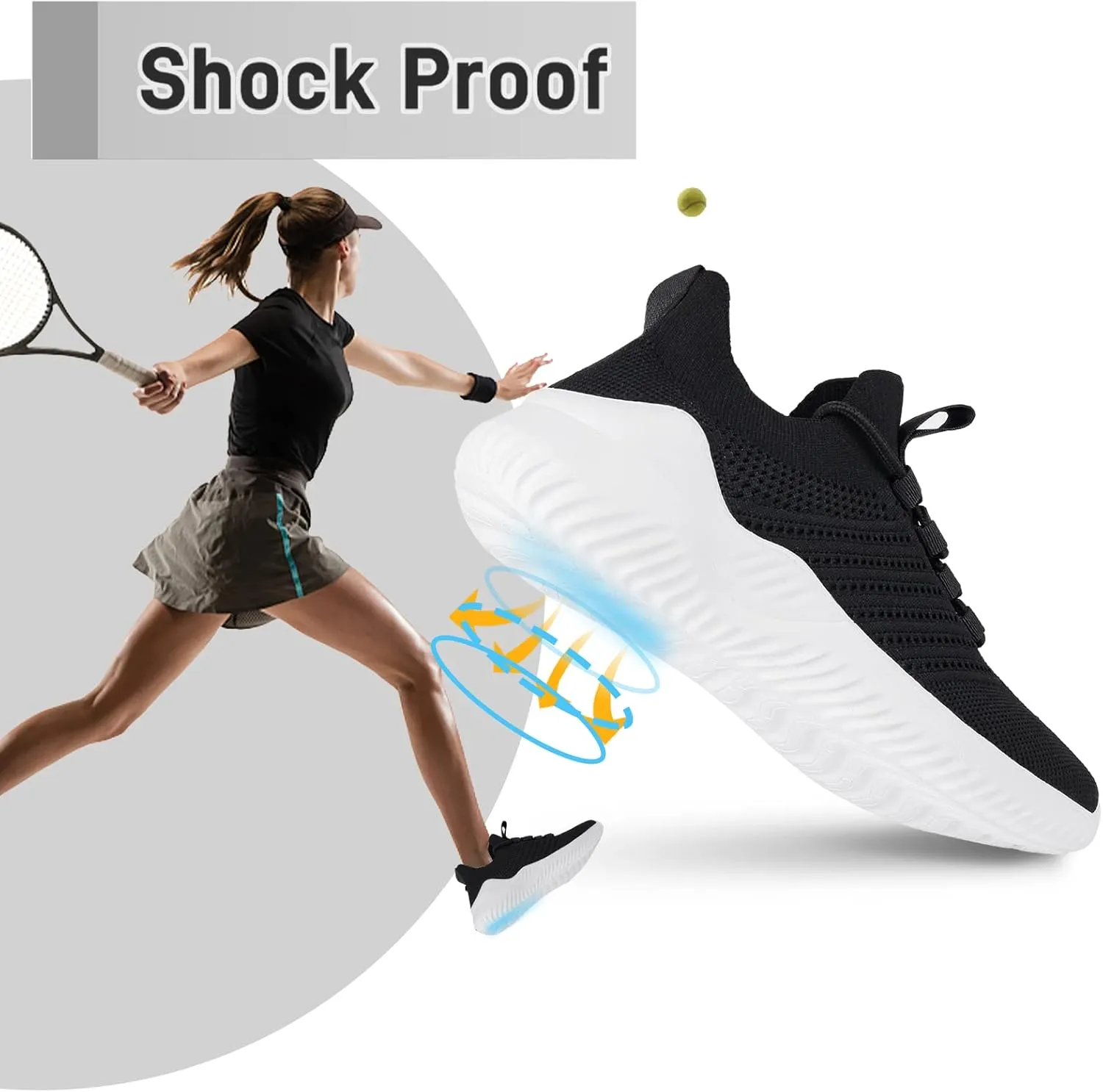 JIAFO Women's Walking Shoes, Slip on Tennis Shoes Women, Non Slip Shoes Sneakers, Casual Athletic Running Lightweight Breathable Mesh Knit