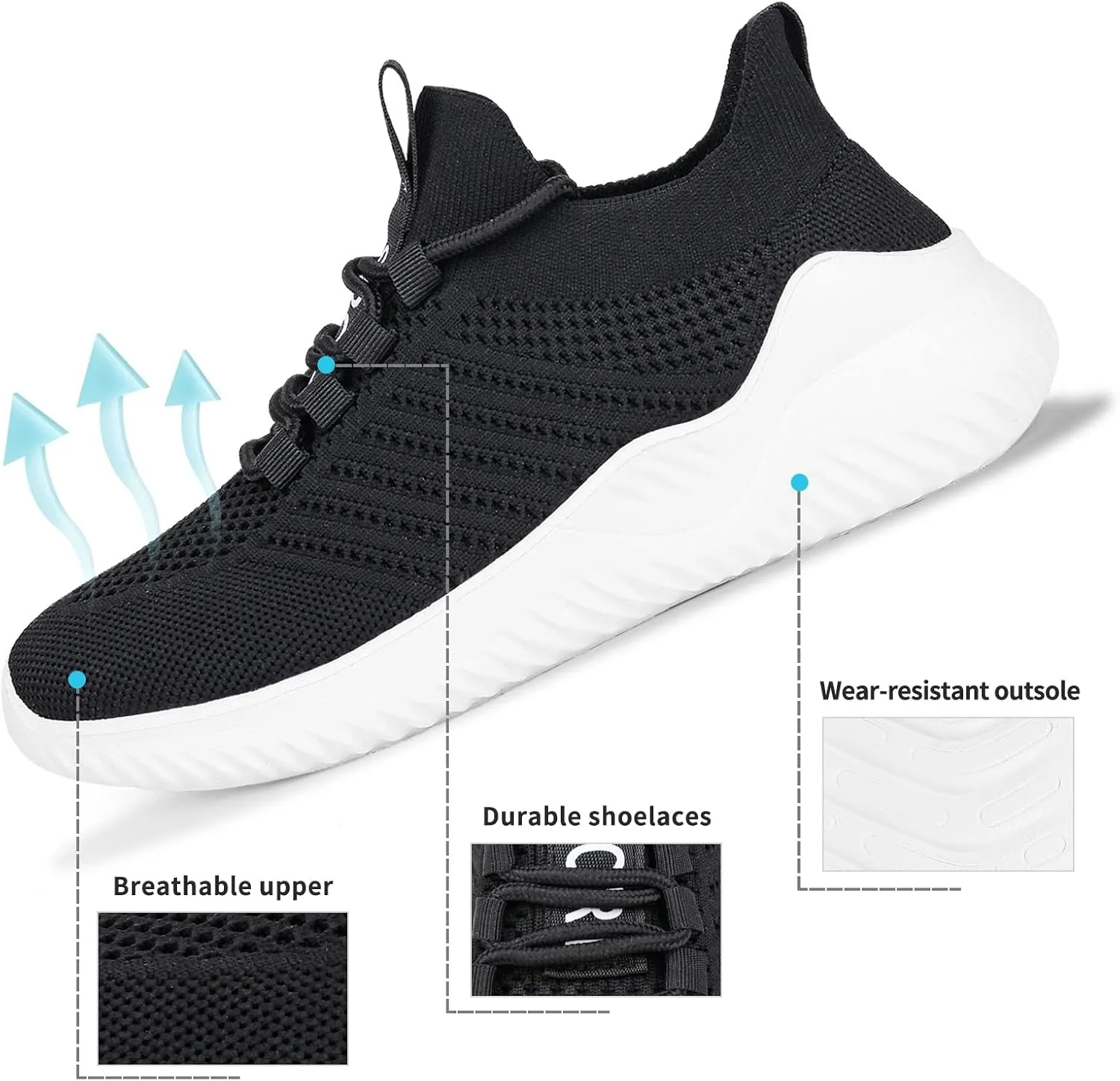 JIAFO Women's Walking Shoes, Slip on Tennis Shoes Women, Non Slip Shoes Sneakers, Casual Athletic Running Lightweight Breathable Mesh Knit