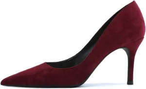JOEupin Women's Pointed Toe Pumps Classic Suede Shoes Mid Heel Slip On Dress Pumps 3.15 Inch