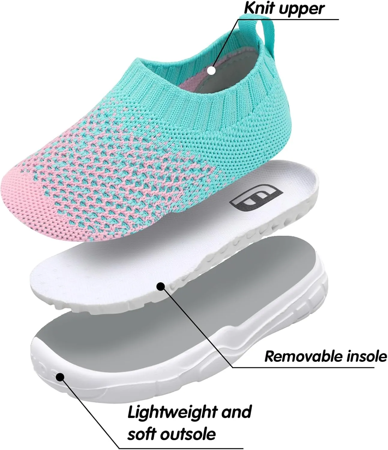 JOINFREE Toddler Boys Girls Sneaker Slip On Shoes Kids Lightweight Breathable Walking Shoes