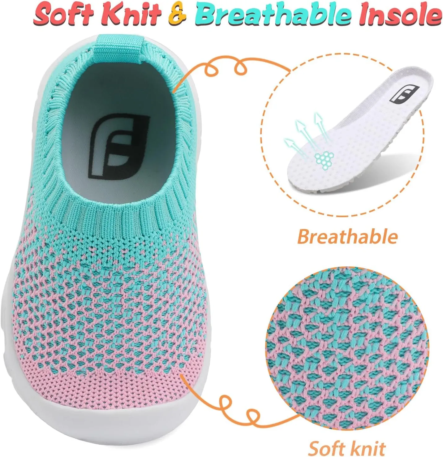 JOINFREE Toddler Boys Girls Sneaker Slip On Shoes Kids Lightweight Breathable Walking Shoes