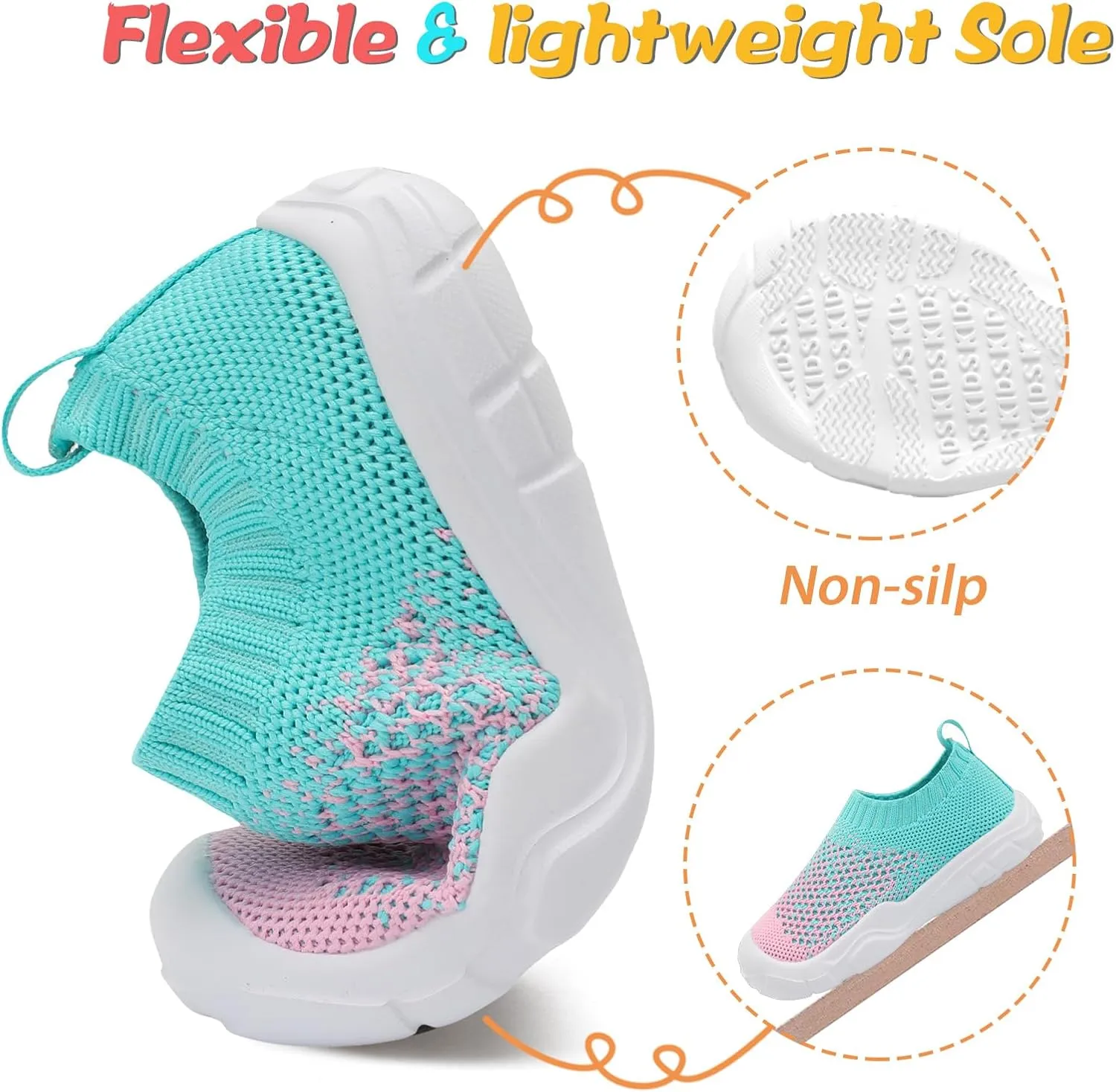 JOINFREE Toddler Boys Girls Sneaker Slip On Shoes Kids Lightweight Breathable Walking Shoes