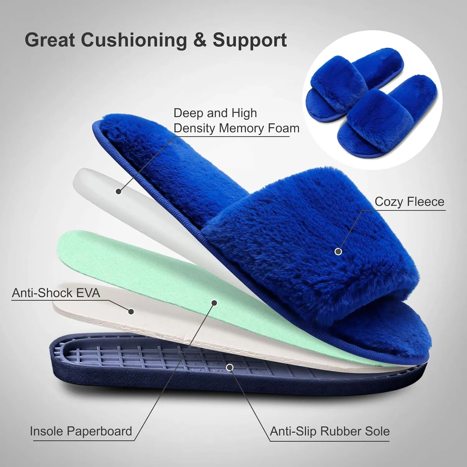 JOINFREE Women's Bedroom Slippers Comfort Four Season Classy Indoor Spa Slide Shoes