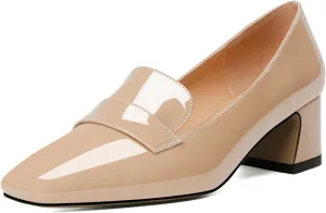 Joseywade Women Low Block Chunky Heels Pumps Slip On 2 Inch Square Toe Comfort Shoes