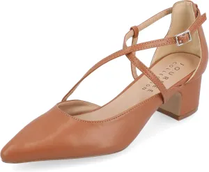 Journee Collection Womens Galvinn Block Hell Dress Pumps Slip on Cushioned Pointed Toe Fashion Shoe