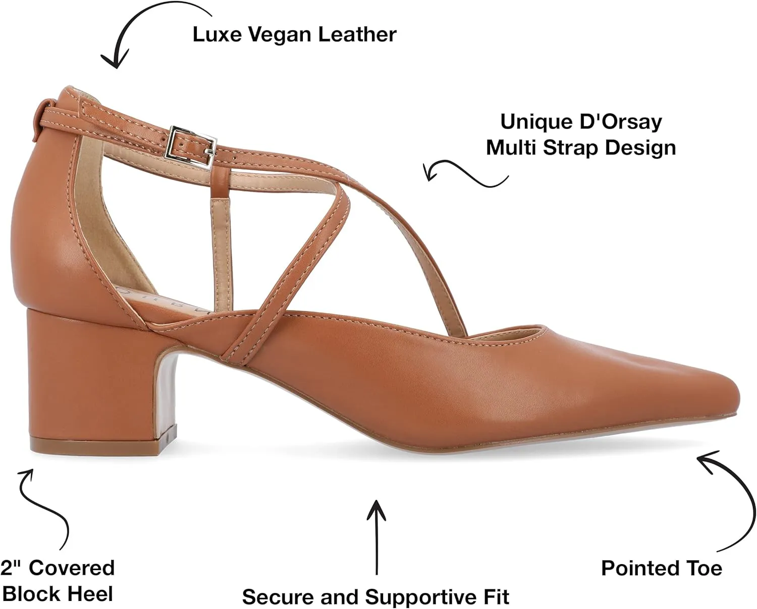 Journee Collection Womens Galvinn Block Hell Dress Pumps Slip on Cushioned Pointed Toe Fashion Shoe