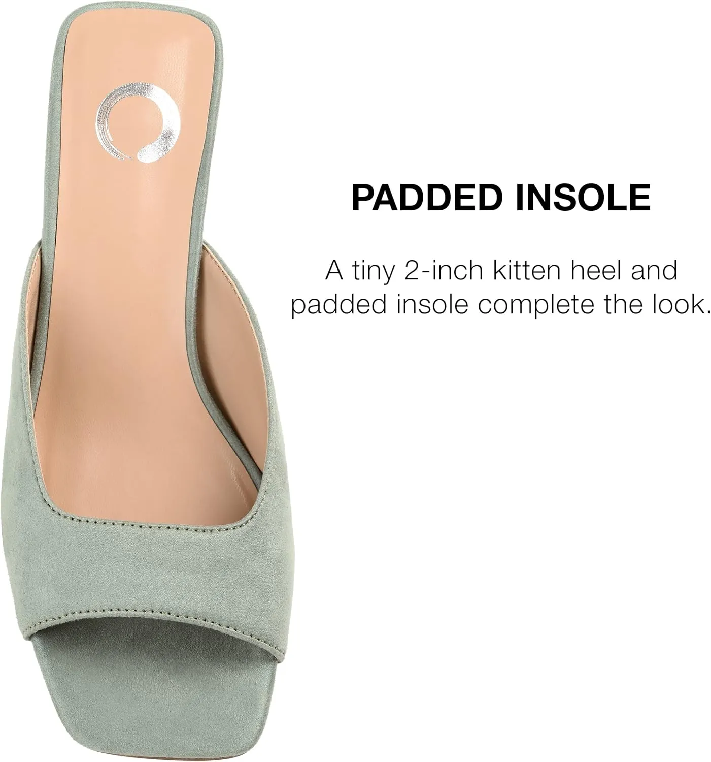 Journee Square Open Toe Kitten Heel Pump for Women - Larna Slip-On Heeled Fashion Sandal
