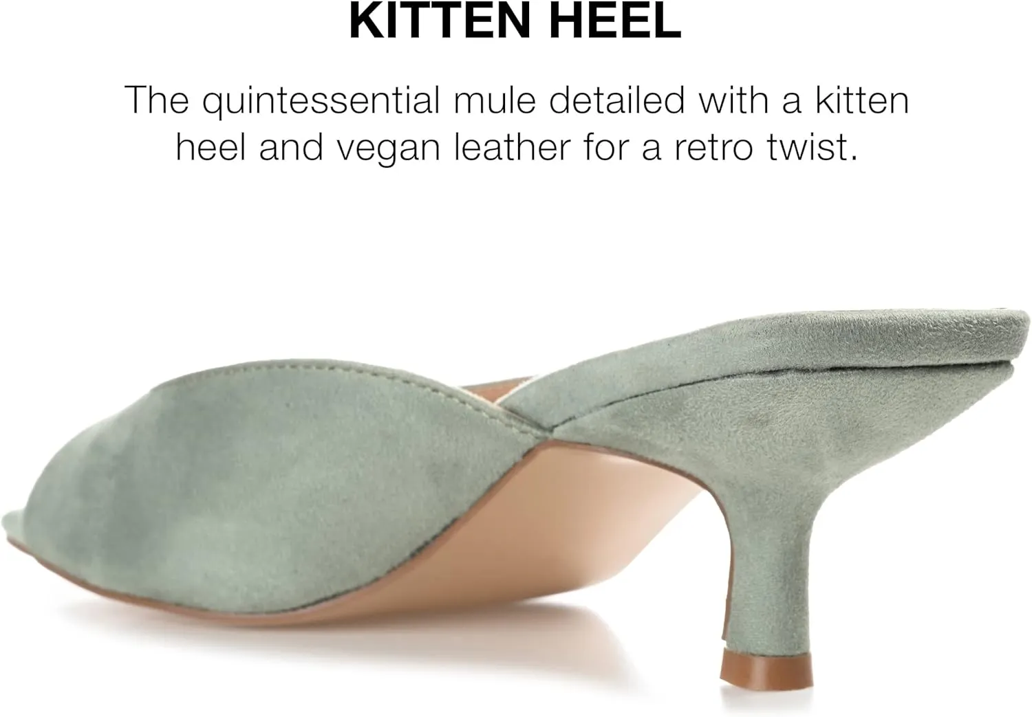 Journee Square Open Toe Kitten Heel Pump for Women - Larna Slip-On Heeled Fashion Sandal
