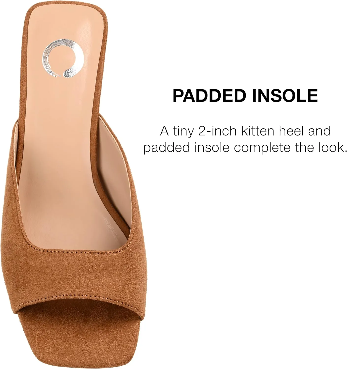 Journee Square Open Toe Kitten Heel Pump for Women - Larna Slip-On Heeled Fashion Sandal
