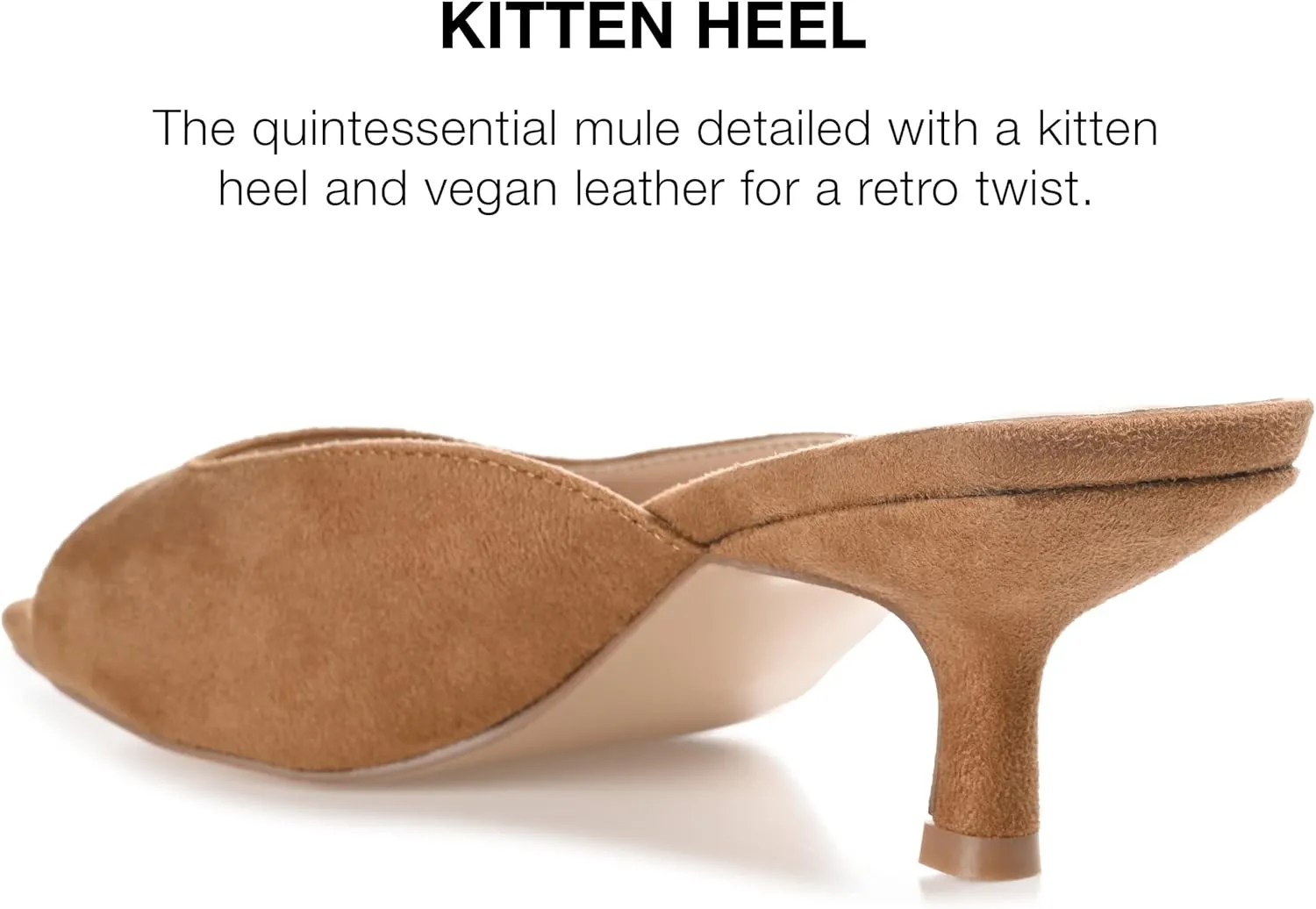 Journee Square Open Toe Kitten Heel Pump for Women - Larna Slip-On Heeled Fashion Sandal