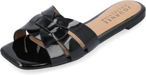 Journee Womens Flat Open Square Toe Fashion Banded Sandal Comfortable Dressy Slip On Arrina Slide