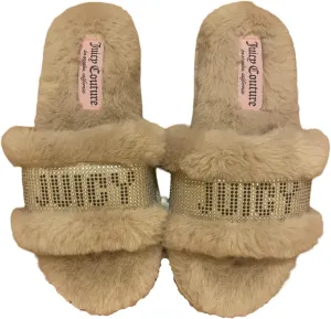 JUICY COUTURE Halo Slide Sandals With Faux Fur Slippers Size S(5-6)