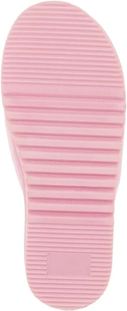 Juicy Couture Women's Faux Fur Slide Sandal Slippers, Open Toe, Comfortable Indoor Outdoor House Shoes
