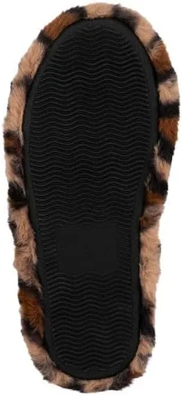 Juicy Couture Women's Faux Fur Slide Sandal Slippers, Open Toe, Comfortable Indoor Outdoor House Shoes