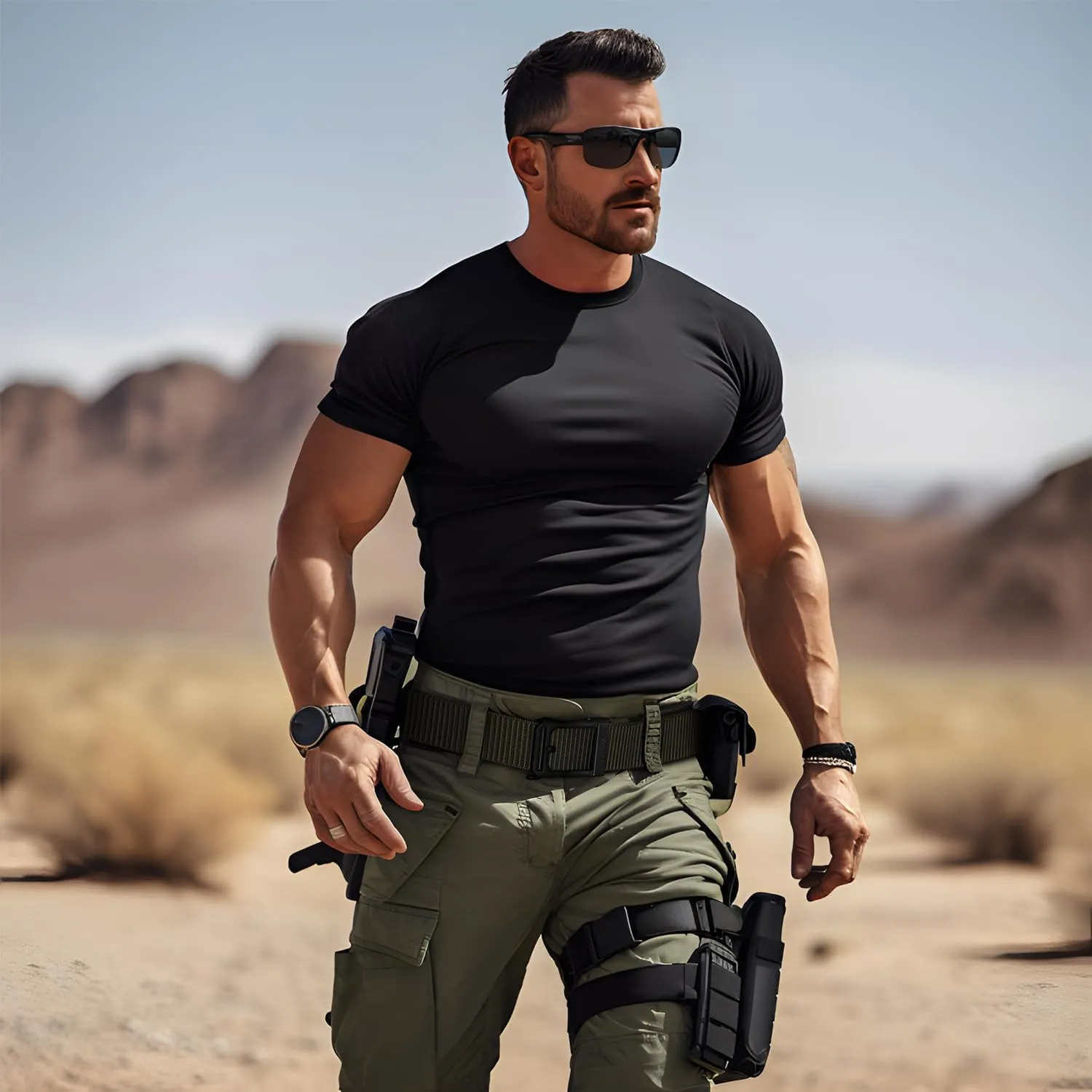 JUKMO Men's Ratchet Tactical Gun Belt, 1.5" Nylon Web Work Belt with Automatic Slide Buckle, Adjustable Trim to Fit