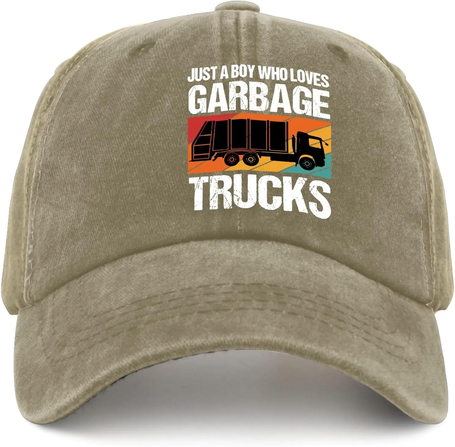 Just A Boy Who Loves Garbage Trucks Sun Hat Running Cap Pigment Black Mens Hat Gifts for Son Cycling Cap