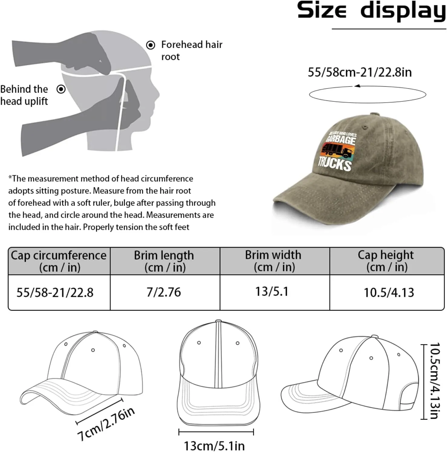 Just A Boy Who Loves Garbage Trucks Sun Hat Running Cap Pigment Black Mens Hat Gifts for Son Cycling Cap