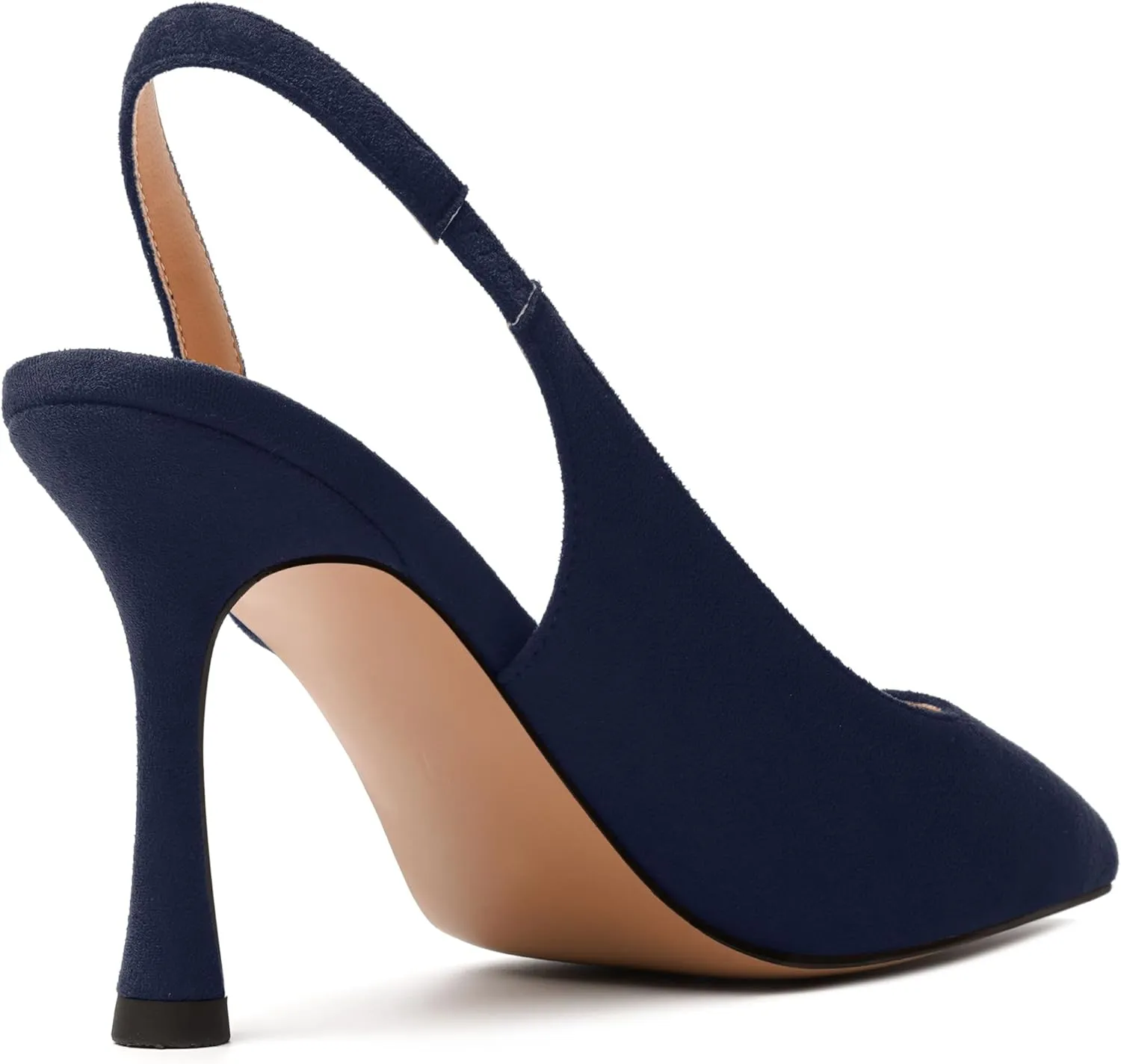 JUSTDANNI Womens Suede Sexy Slingback Comfortable Evening Elastic Pointed Toe Stiletto High Heel Pumps Shoes 3.3 Inch