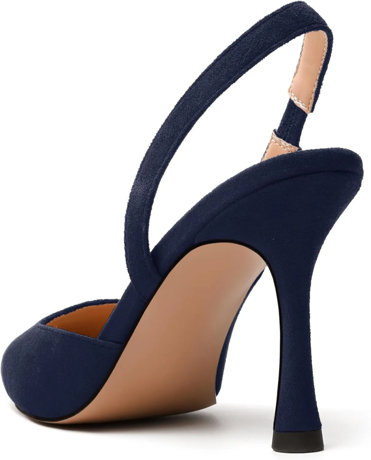 JUSTDANNI Womens Suede Sexy Slingback Comfortable Evening Elastic Pointed Toe Stiletto High Heel Pumps Shoes 3.3 Inch