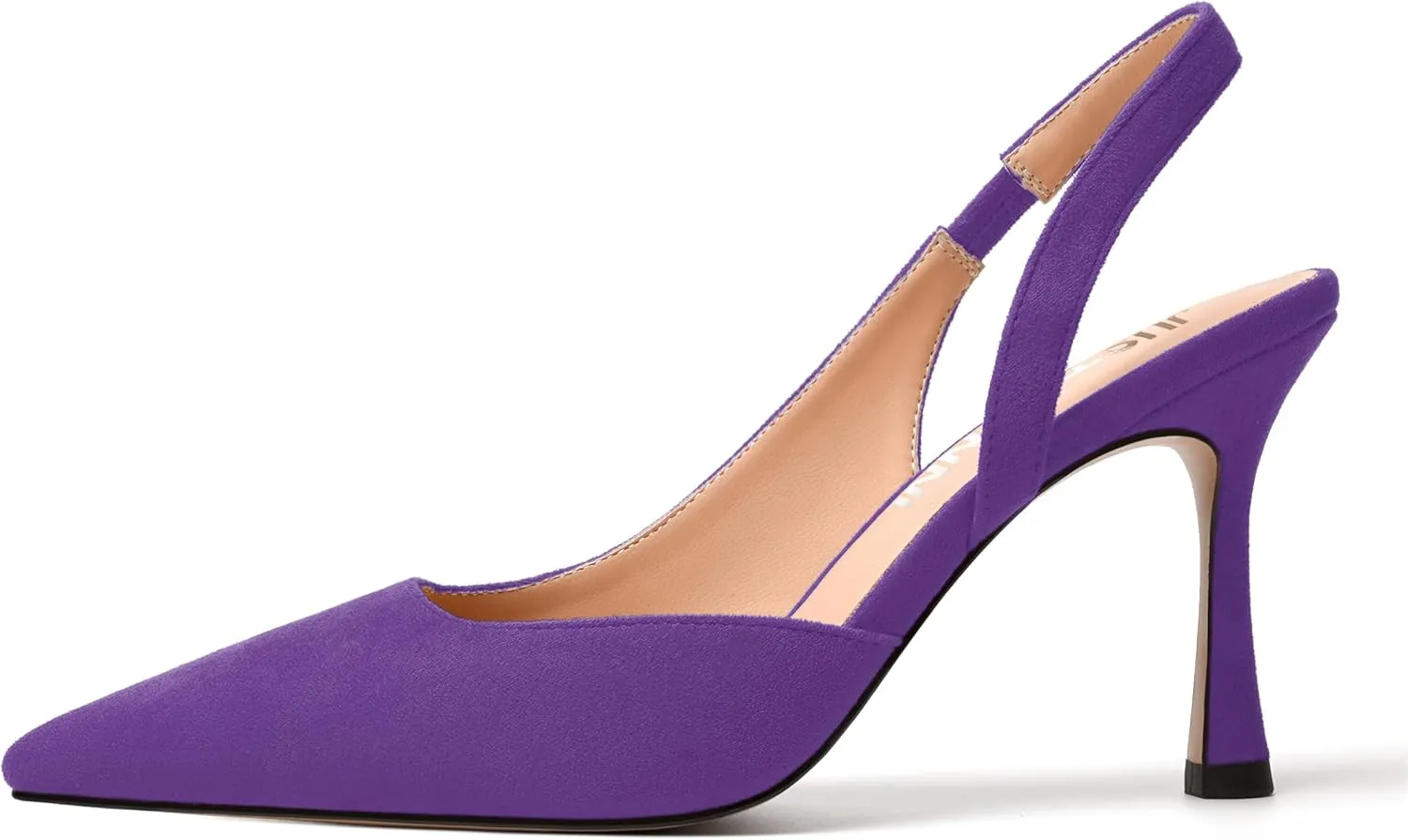 JUSTDANNI Womens Suede Sexy Slingback Comfortable Evening Elastic Pointed Toe Stiletto High Heel Pumps Shoes 3.3 Inch