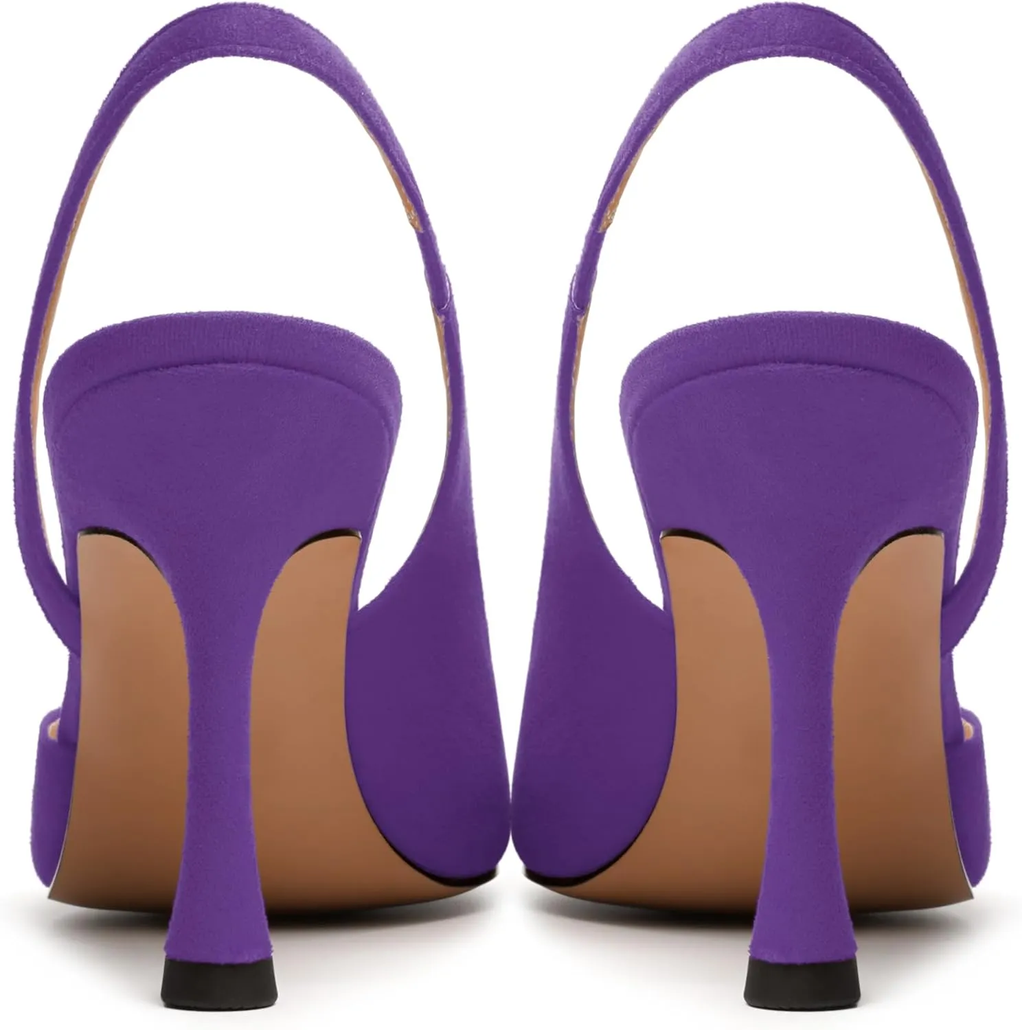 JUSTDANNI Womens Suede Sexy Slingback Comfortable Evening Elastic Pointed Toe Stiletto High Heel Pumps Shoes 3.3 Inch