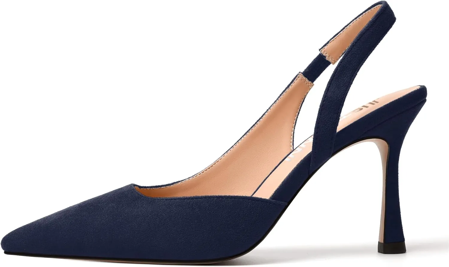 JUSTDANNI Womens Suede Sexy Slingback Comfortable Evening Elastic Pointed Toe Stiletto High Heel Pumps Shoes 3.3 Inch