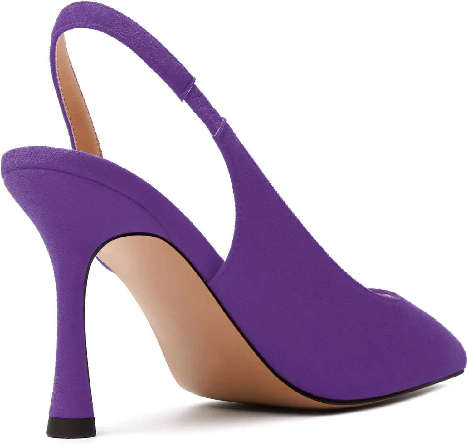 JUSTDANNI Womens Suede Sexy Slingback Comfortable Evening Elastic Pointed Toe Stiletto High Heel Pumps Shoes 3.3 Inch