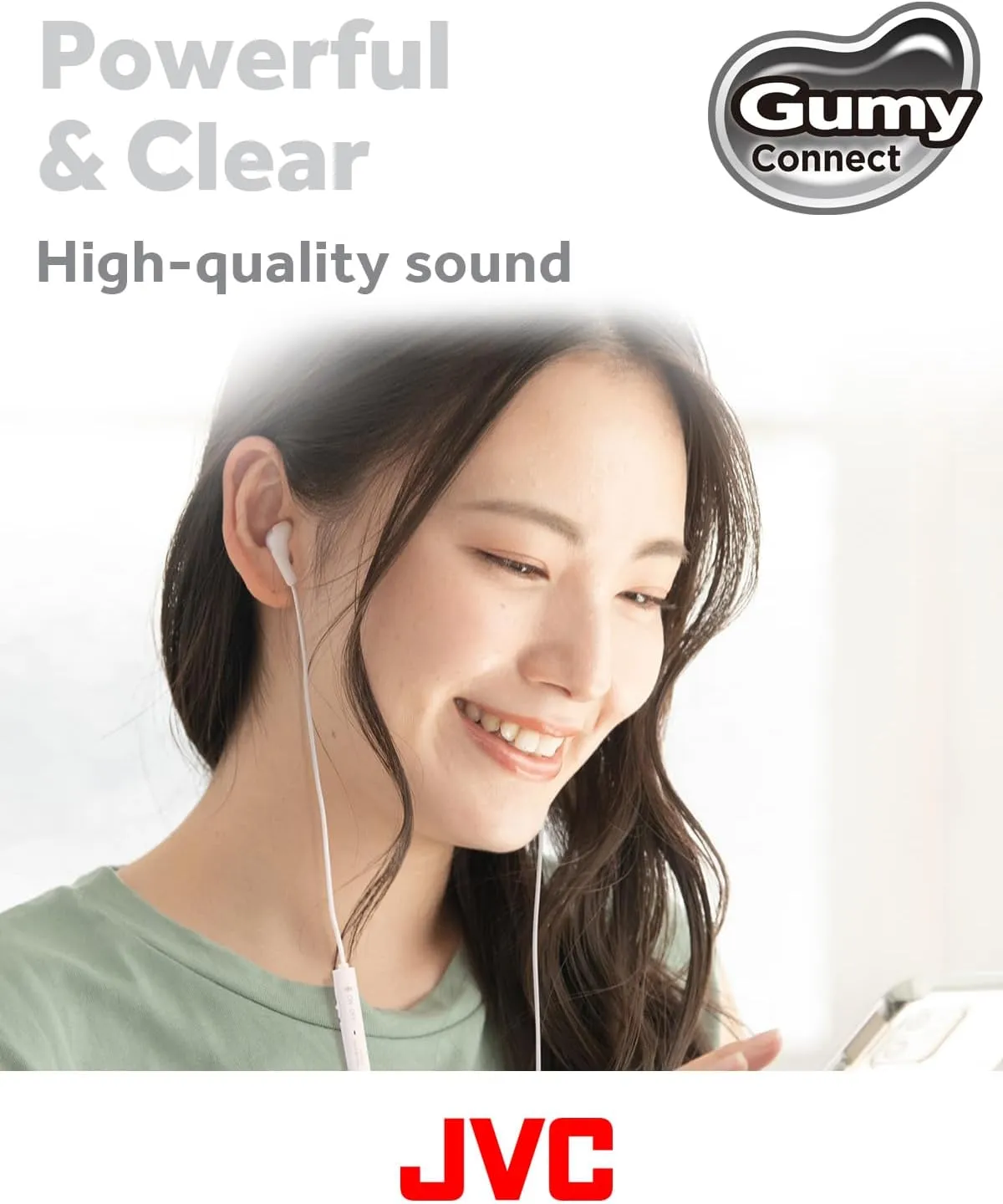 JVC Gumy Connect USB-C Wired Earbuds Headphones, Delay-Free for Videos and Gaming, Built-in DAC Reduces Noise and Improves Sound Quality, 9.2 mm Diameter Neodymium Drivers - HAFR9UCB (Black)