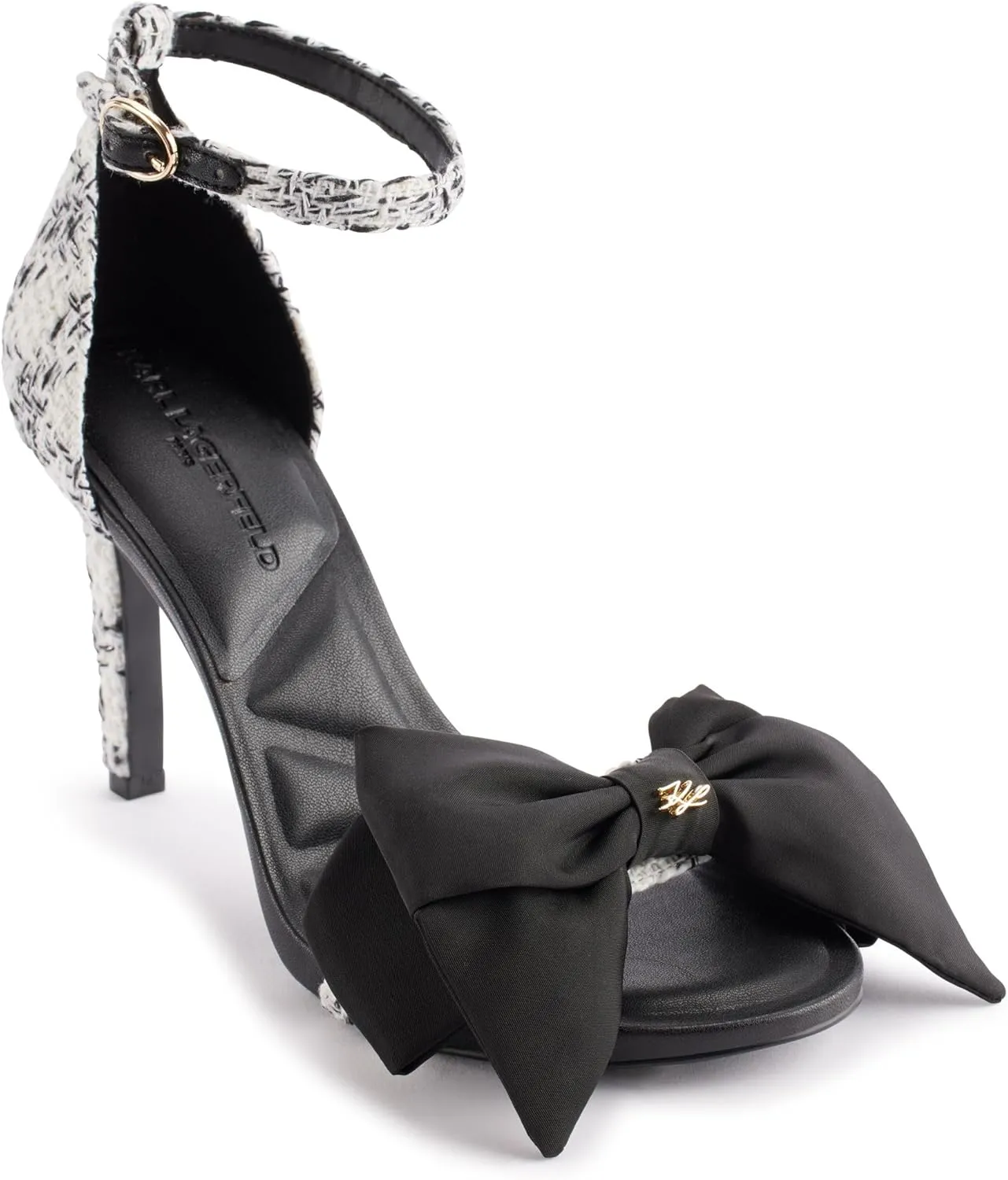 KARL LAGERFELD womens Kenz Bow Evening Ankle Strap Heeled Sandal