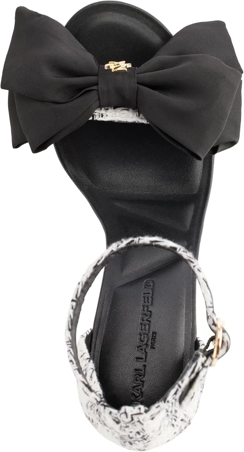 KARL LAGERFELD womens Kenz Bow Evening Ankle Strap Heeled Sandal